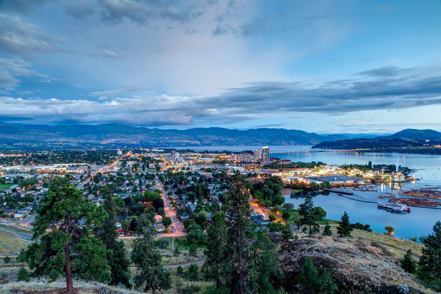 Aerial view of Kelowna and Okanagan Lake